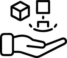 Hand interacting with holographic investment management services interface in empty space vector