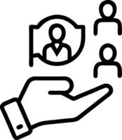 Hand interacting with holographic HRM interface displaying employee icons recruitment talent management selection tools representing human resource management and recruitment strat vector