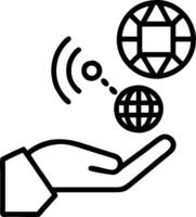 Hand interacting with holographic EDI device displaying global data transfer digital security information exchange icons in empty space Set 3 vector