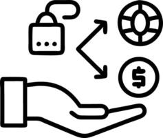 Hand interacting with holographic EDI device displaying global data transfer digital security information exchange icons in empty space Set 2 vector