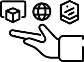 Hand interacting with holographic e learning interface displaying global education learning resources icons in empty space Set 3 vector