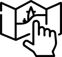 Hand interacting with holographic Disneyland map highlighting attractions with empty space background vector