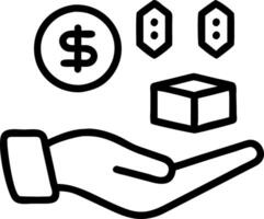 Hand interacting with holographic cost reduction device showing quality speed efficiency optimization icons for business performance in empty space Set 7 vector