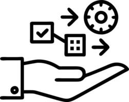 Hand interacting with holographic cost reduction device showing quality speed efficiency optimization icons for business performance in empty space Set 3 vector