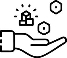 Hand interacting with holographic cost reduction device showing quality speed efficiency optimization icons for business performance in empty space Set 4 vector