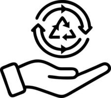Hand interacting with holographic circular economy device showing recycling sustainability eco friendly icons in empty space Set 2 vector