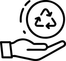 Hand interacting with holographic circular economy device showing recycling sustainability eco friendly icons in empty space vector