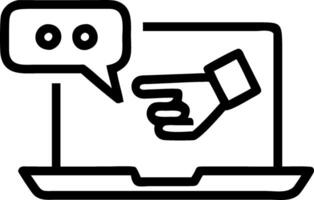 Hand interacting with holographic chatbot AI interface on laptop showing smart assistant icons in empty space Set 4 vector
