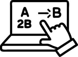 Hand interacting with holographic B2B business strategy interface showing partnership strategy target icons in empty space vector