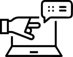 Hand interacting with holographic AI chatbot device on laptop showing smart assistant automation intelligent assistant icons in empty space Set 4 vector