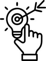 Hand interacting with holographic 2026 business goals interface displaying lightbulb with target symbol goal setting future strategies action plans for 2026 in empty space concept Set 2 vector