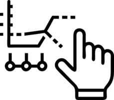 Hand interacting with dynamic graphs and data points displayed on a holographic interface to represent data analysis in business intelligence Set 3 vector