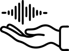 Hand hovering over sound waves symbolizing voice recognition or data insights in audio analysis vector