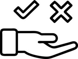 Hand hovering over green checkmarks and red crosses representing approvaldisapproval workflow vector