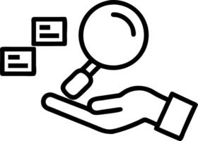 Hand holding magnifying glass over e learning holographic icons in empty space vector