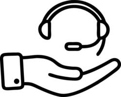 Hand hovering over headset icon representing call center support and customer service interactions vector