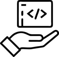 Hand holding holographic usability icon illustrating low code automation ease of use in empty space background vector