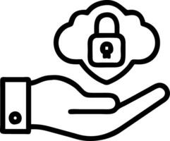 Hand holding holographic security icon illustrating ERP software security in cloud based setup minimal background vector