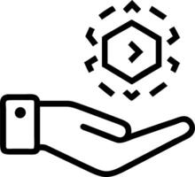 Hand holding holographic simplified process icon for low code development in empty space background vector