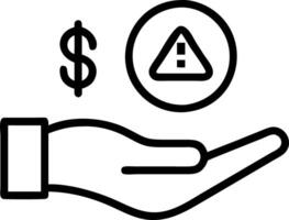 Hand holding holographic risk calculation icon illustrating risk reward calculation in financial management within empty space background vector