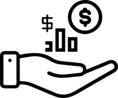 Hand holding holographic reward calculation icon illustrating risk reward calculation in financial management within empty space background vector