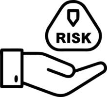 Hand holding holographic risk potential icon illustrating risk reward potential in financial management within empty space background vector