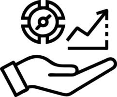 Hand holding holographic risk optimization icon illustrating risk reward optimization in financial management within empty space background vector
