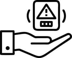 Hand holding holographic scam alert device with fraud phishing malware icons representing cyber threats and data protection in empty space Set 7 vector
