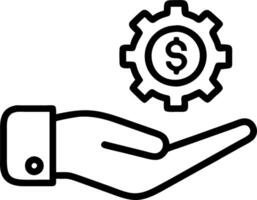 Hand holding holographic resources icon illustrating yield return resources in financial management within empty space background vector