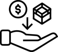 Hand holding holographic resources icon illustrating yield return resources in financial management within empty space background Set 3 vector