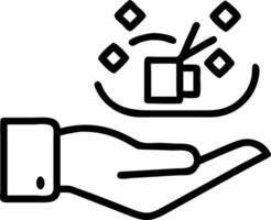 Hand holding holographic research and development device with innovation technological advancement icons representing RD and business solutions in empty space Set 2 vector