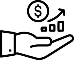 Hand holding holographic profit strategy icon illustrating profit strategy in financial management within empty space background vector