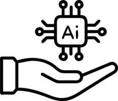 Hand holding holographic Neural Processing Unit NPU icons with AI and machine learning symbols representing advanced neural computing in empty space Set 2 vector