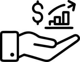 Hand holding holographic planning icon illustrating profit management revenue planning in empty space background vector