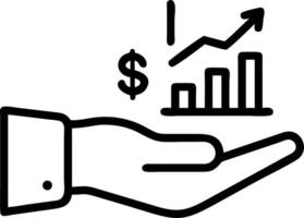 Hand holding holographic profit analysis icon illustrating profit analysis in financial management within empty space background vector