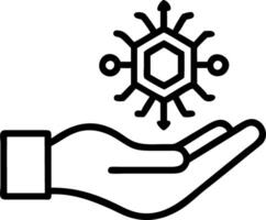 Hand holding holographic Neural Processing Unit NPU icons with AI and machine learning symbols representing advanced neural computing in empty space vector