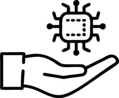 Hand holding holographic Neural Processing Unit NPU icons with AI and machine learning symbols representing advanced neural computing in empty space Set 4 vector