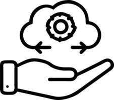 Hand holding holographic performance icon illustrating ERP software performance in cloud based environment minimal background vector