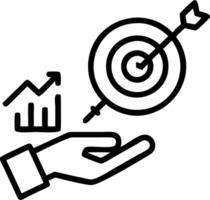 Hand holding holographic magnifying glass with bullseye icon and business symbols representing business growth marketing targets goal achievement in empty space Set 4 vector