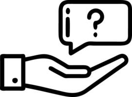 Hand holding holographic interview communication symbol representing interview questions communication in empty space background vector