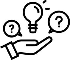 Hand holding holographic idea discovery device showing magnifying glass question marks light bulb icons in empty space Set 2 vector