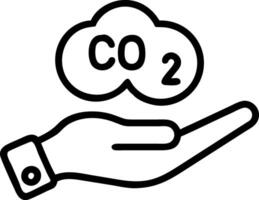 Hand holding holographic green CO2 emission symbol showing carbon footprint awareness net zero carbon neutrality icons in empty space Set 2 vector
