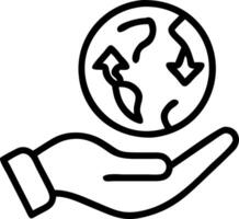 Hand holding holographic globe with sustainability recycling environmental impact icons symbolizing Life Cycle Assessment for eco friendly initiatives in empty space vector