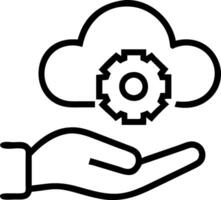 Hand holding holographic ERP integration cloud icon illustrating ERP integration with cloud in minimal background Set 5 vector