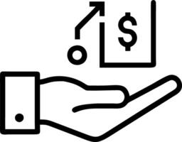 Hand holding holographic evaluation icon illustrating yield return evaluation in financial management within empty space background vector