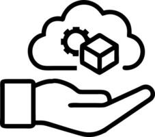 Hand holding holographic ERP integration cloud icon illustrating ERP integration with cloud in minimal background Set 6 vector