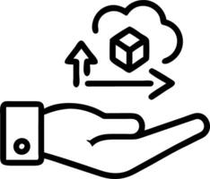 Hand holding holographic ERP integration cloud icon illustrating ERP integration with cloud in minimal background Set 8 vector