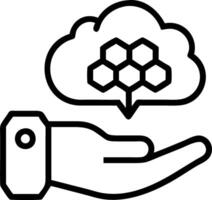 Hand holding holographic ERP integration cloud icon illustrating ERP integration with cloud in minimal background Set 7 vector