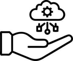 Hand holding holographic ERP integration cloud icon illustrating ERP integration with cloud in minimal background vector