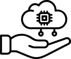 Hand holding holographic ERP integration cloud icon illustrating ERP integration with cloud in minimal background Set 2 vector